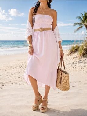 NWT Women’s XS J. Crew Strapless Smocked Bodice Sundress Pink